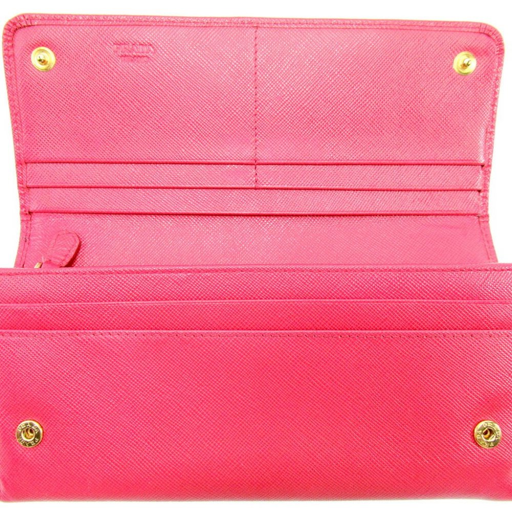 Authentic PRADA purse zippered purse ladies ribbon motif pink leather sale - Picture 2 of 9